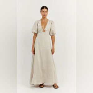 DISSH ROCKY BLACK LINEN PANEL MIDI DRESS - 8 / BLACK